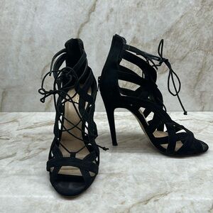 Aldo black suede lace up sandals